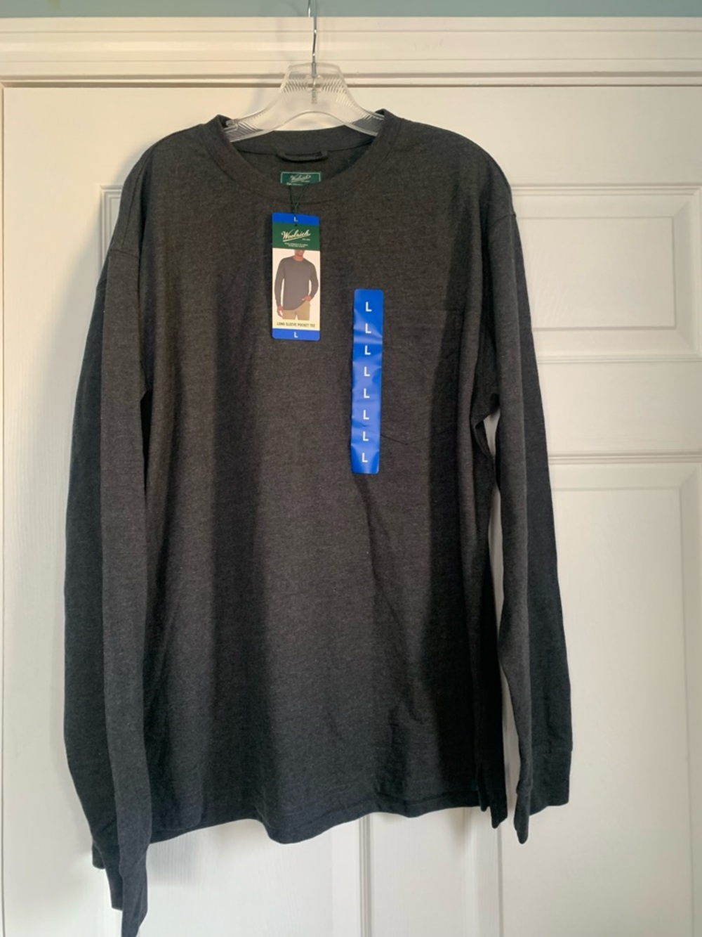 Woolrich Long Sleeve Pocket T Shirt Mens Large Gray Green Label NWT Cotton Tee